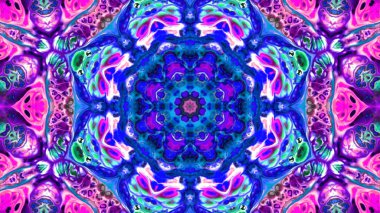 Soyut boya fırça mürekkep patlayabilir formanın düzgün kavramı simetrik desen süs dekoratif Kaleidoscope hareketi geometrik daire ve yıldız şekiller