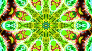 Soyut boya fırça mürekkep patlayabilir formanın düzgün kavramı simetrik desen süs dekoratif Kaleidoscope hareketi geometrik daire ve yıldız şekiller