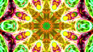 Soyut boya fırça mürekkep patlayabilir formanın düzgün kavramı simetrik desen süs dekoratif Kaleidoscope hareketi geometrik daire ve yıldız şekiller