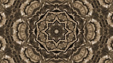 Soyut boya fırça mürekkep patlayabilir formanın düzgün kavramı simetrik desen süs dekoratif Kaleidoscope hareketi geometrik daire ve yıldız şekiller