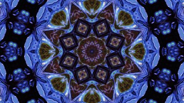 Soyut boya fırça mürekkep patlayabilir formanın düzgün kavramı simetrik desen süs dekoratif Kaleidoscope hareketi geometrik daire ve yıldız şekiller