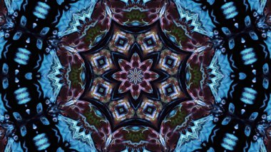 Soyut boya fırça mürekkep patlayabilir formanın düzgün kavramı simetrik desen süs dekoratif Kaleidoscope hareketi geometrik daire ve yıldız şekiller