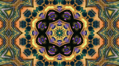 Soyut boya fırça mürekkep patlayabilir formanın düzgün kavramı simetrik desen süs dekoratif Kaleidoscope hareketi geometrik daire ve yıldız şekiller