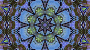 Soyut boya fırça mürekkep patlayabilir formanın düzgün kavramı simetrik desen süs dekoratif Kaleidoscope hareketi geometrik daire ve yıldız şekiller