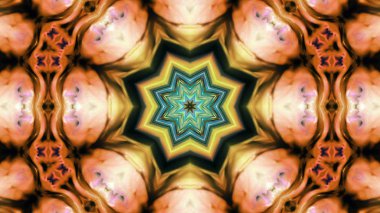 Soyut boya fırça mürekkep patlayabilir formanın düzgün kavramı simetrik desen süs dekoratif Kaleidoscope hareketi geometrik daire ve yıldız şekiller