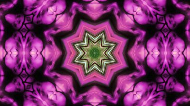 Soyut boya fırça mürekkep patlayabilir formanın düzgün kavramı simetrik desen süs dekoratif Kaleidoscope hareketi geometrik daire ve yıldız şekiller