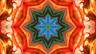 Soyut boya fırça mürekkep patlayabilir formanın düzgün kavramı simetrik desen süs dekoratif Kaleidoscope hareketi geometrik daire ve yıldız şekiller