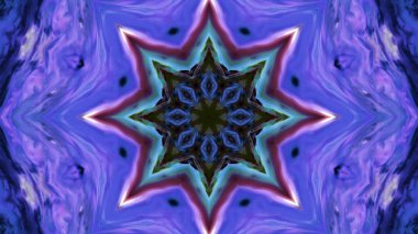 Soyut boya fırça mürekkep patlayabilir formanın düzgün kavramı simetrik desen süs dekoratif Kaleidoscope hareketi geometrik daire ve yıldız şekiller
