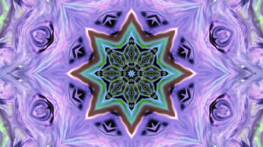 Soyut boya fırça mürekkep patlayabilir formanın düzgün kavramı simetrik desen süs dekoratif Kaleidoscope hareketi geometrik daire ve yıldız şekiller