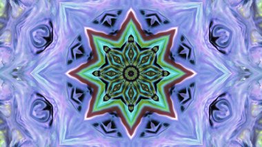 Soyut boya fırça mürekkep patlayabilir formanın düzgün kavramı simetrik desen süs dekoratif Kaleidoscope hareketi geometrik daire ve yıldız şekiller