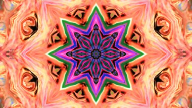 Soyut boya fırça mürekkep patlayabilir formanın düzgün kavramı simetrik desen süs dekoratif Kaleidoscope hareketi geometrik daire ve yıldız şekiller