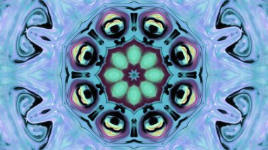 Soyut boya fırça mürekkep patlayabilir formanın düzgün kavramı simetrik desen süs dekoratif Kaleidoscope hareketi geometrik daire ve yıldız şekiller