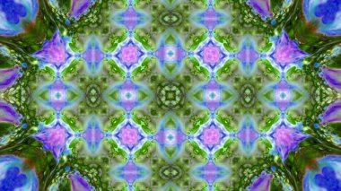 Soyut boya fırça mürekkep patlayabilir formanın düzgün kavramı simetrik desen süs dekoratif Kaleidoscope hareketi geometrik daire ve yıldız şekiller