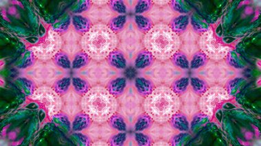 Soyut boya fırça mürekkep patlayabilir formanın düzgün kavramı simetrik desen süs dekoratif Kaleidoscope hareketi geometrik daire ve yıldız şekiller