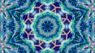 Soyut boya fırça mürekkep patlayabilir formanın düzgün kavramı simetrik desen süs dekoratif Kaleidoscope hareketi geometrik daire ve yıldız şekiller