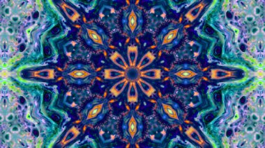 Soyut boya fırça mürekkep patlayabilir formanın düzgün kavramı simetrik desen süs dekoratif Kaleidoscope hareketi geometrik daire ve yıldız şekiller