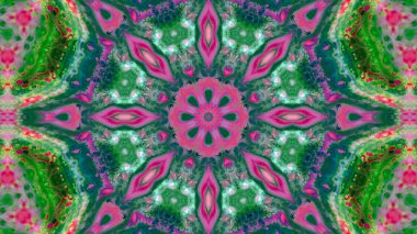 Soyut boya fırça mürekkep patlayabilir formanın düzgün kavramı simetrik desen süs dekoratif Kaleidoscope hareketi geometrik daire ve yıldız şekiller