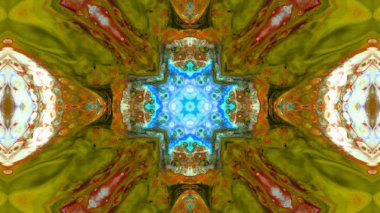 Soyut boya fırça mürekkep patlayabilir formanın düzgün kavramı simetrik desen süs dekoratif Kaleidoscope hareketi geometrik daire ve yıldız şekiller