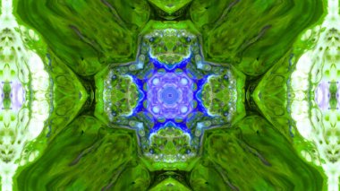 Soyut boya fırça mürekkep patlayabilir formanın düzgün kavramı simetrik desen süs dekoratif Kaleidoscope hareketi geometrik daire ve yıldız şekiller