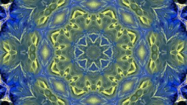 Soyut boya fırça mürekkep patlayabilir formanın düzgün kavramı simetrik desen süs dekoratif Kaleidoscope hareketi geometrik daire ve yıldız şekiller