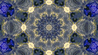 Soyut boya fırça mürekkep patlayabilir formanın düzgün kavramı simetrik desen süs dekoratif Kaleidoscope hareketi geometrik daire ve yıldız şekiller