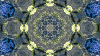 Soyut boya fırça mürekkep patlayabilir formanın düzgün kavramı simetrik desen süs dekoratif Kaleidoscope hareketi geometrik daire ve yıldız şekiller