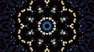 Soyut boya fırça mürekkep patlayabilir formanın düzgün kavramı simetrik desen süs dekoratif Kaleidoscope hareketi geometrik daire ve yıldız şekiller