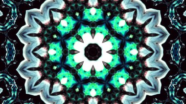 Soyut boya fırça mürekkep patlayabilir formanın düzgün kavramı simetrik desen süs dekoratif Kaleidoscope hareketi geometrik daire ve yıldız şekiller