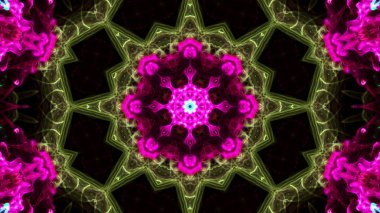 Soyut boya fırça mürekkep patlayabilir formanın düzgün kavramı simetrik desen süs dekoratif Kaleidoscope hareketi geometrik daire ve yıldız şekiller