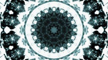 Soyut boya fırça mürekkep patlayabilir formanın düzgün kavramı simetrik desen süs dekoratif Kaleidoscope hareketi geometrik daire ve yıldız şekiller