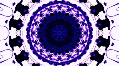 Soyut boya fırça mürekkep patlayabilir formanın düzgün kavramı simetrik desen süs dekoratif Kaleidoscope hareketi geometrik daire ve yıldız şekiller