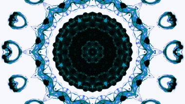 Soyut boya fırça mürekkep patlayabilir formanın düzgün kavramı simetrik desen süs dekoratif Kaleidoscope hareketi geometrik daire ve yıldız şekiller