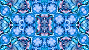 Soyut boya fırça mürekkep patlayabilir formanın düzgün kavramı simetrik desen süs dekoratif Kaleidoscope hareketi geometrik daire ve yıldız şekiller