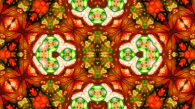 Soyut boya fırça mürekkep patlayabilir formanın düzgün kavramı simetrik desen süs dekoratif Kaleidoscope hareketi geometrik daire ve yıldız şekiller