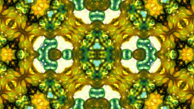 Soyut boya fırça mürekkep patlayabilir formanın düzgün kavramı simetrik desen süs dekoratif Kaleidoscope hareketi geometrik daire ve yıldız şekiller