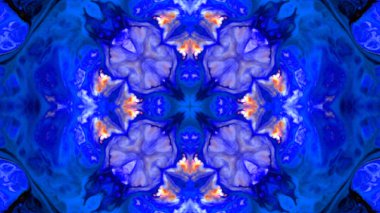 Soyut boya fırça mürekkep patlayabilir formanın düzgün kavramı simetrik desen süs dekoratif Kaleidoscope hareketi geometrik daire ve yıldız şekiller