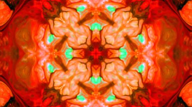 Soyut boya fırça mürekkep patlayabilir formanın düzgün kavramı simetrik desen süs dekoratif Kaleidoscope hareketi geometrik daire ve yıldız şekiller