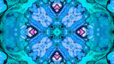 Soyut boya fırça mürekkep patlayabilir formanın düzgün kavramı simetrik desen süs dekoratif Kaleidoscope hareketi geometrik daire ve yıldız şekiller