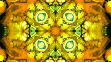 Soyut boya fırça mürekkep patlayabilir formanın düzgün kavramı simetrik desen süs dekoratif Kaleidoscope hareketi geometrik daire ve yıldız şekiller