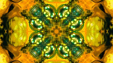 Soyut boya fırça mürekkep patlayabilir formanın düzgün kavramı simetrik desen süs dekoratif Kaleidoscope hareketi geometrik daire ve yıldız şekiller