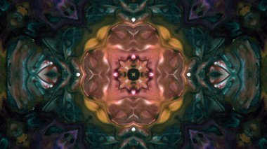 Soyut boya fırça mürekkep patlayabilir formanın düzgün kavramı simetrik desen süs dekoratif Kaleidoscope hareketi geometrik daire ve yıldız şekiller