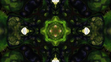 Soyut boya fırça mürekkep patlayabilir formanın düzgün kavramı simetrik desen süs dekoratif Kaleidoscope hareketi geometrik daire ve yıldız şekiller