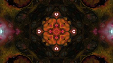 Soyut boya fırça mürekkep patlayabilir formanın düzgün kavramı simetrik desen süs dekoratif Kaleidoscope hareketi geometrik daire ve yıldız şekiller