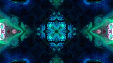 Soyut boya fırça mürekkep patlayabilir formanın düzgün kavramı simetrik desen süs dekoratif Kaleidoscope hareketi geometrik daire ve yıldız şekiller