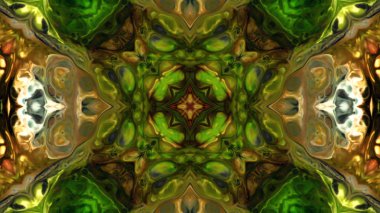 Soyut boya fırça mürekkep patlayabilir formanın düzgün kavramı simetrik desen süs dekoratif Kaleidoscope hareketi geometrik daire ve yıldız şekiller