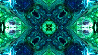 Soyut boya fırça mürekkep patlayabilir formanın düzgün kavramı simetrik desen süs dekoratif Kaleidoscope hareketi geometrik daire ve yıldız şekiller