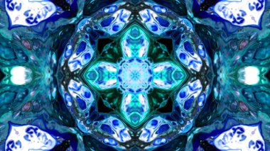 Soyut boya fırça mürekkep patlayabilir formanın düzgün kavramı simetrik desen süs dekoratif Kaleidoscope hareketi geometrik daire ve yıldız şekiller