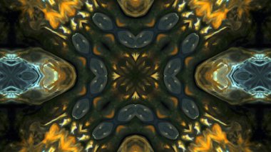 Soyut boya fırça mürekkep patlayabilir formanın düzgün kavramı simetrik desen süs dekoratif Kaleidoscope hareketi geometrik daire ve yıldız şekiller