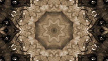 Soyut boya fırça mürekkep patlayabilir formanın düzgün kavramı simetrik desen süs dekoratif Kaleidoscope hareketi geometrik daire ve yıldız şekiller