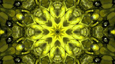 Soyut boya fırça mürekkep patlayabilir formanın düzgün kavramı simetrik desen süs dekoratif Kaleidoscope hareketi geometrik daire ve yıldız şekiller